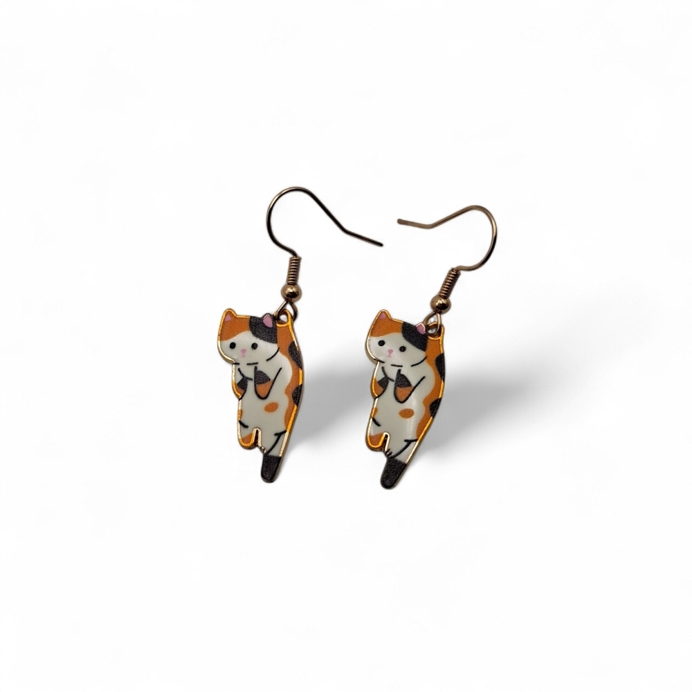 NWT Calico Cat Drop Earrings